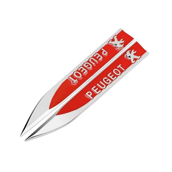 2x Peugeot Fender Badge Side Wing Metal Sticker Badge Logo 5.8*0.66 tommer