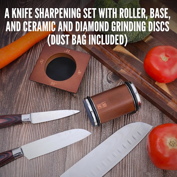 Knlfe Sliper Kit og Sort Støvpose for Oppbevaring, Presis Sliping, Magnetisk Base med 15°, 18°, 20°, 22° Vinkler, Høykvalitets Magneter