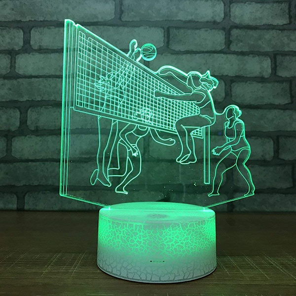 3D Damvolleyball Nattlampa för Kvinnor, 3D Illusion Lamp 16 Färger