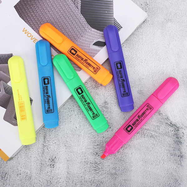 6 farger fluorescerende penn Cartoon merking maling skolemateriell kunstutstyr