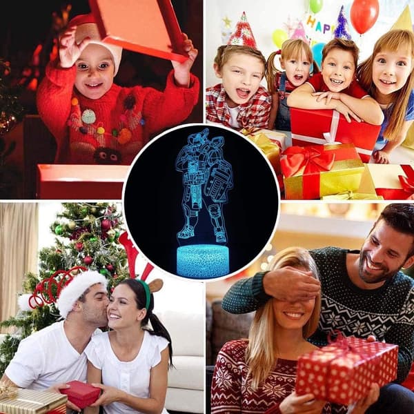 3D Optisk Illusjon LED Nattlys, 16 Farger Kan Endres wi