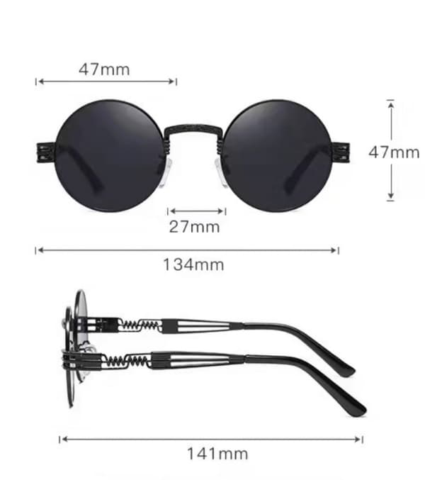 Runda Steampunk Solglasögon Cirkulära Glasögon Metallram 100%