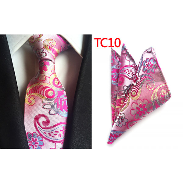 Män slips Paisley vävd siden slips set med ficka Suqare F P