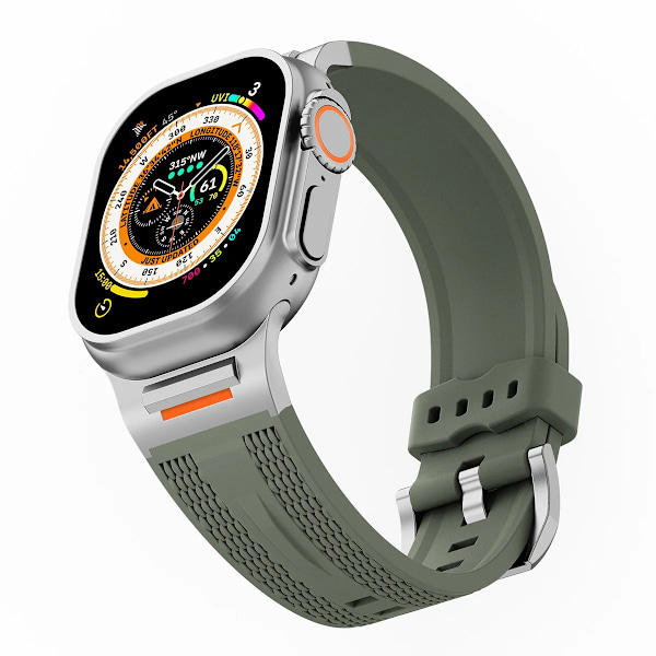 Sportsreim for menn, egnet for Apple Watch 46mm S10 49 ultra 45 44 42 40mm elastisk silikonreim egnet for iWatch s10 Green