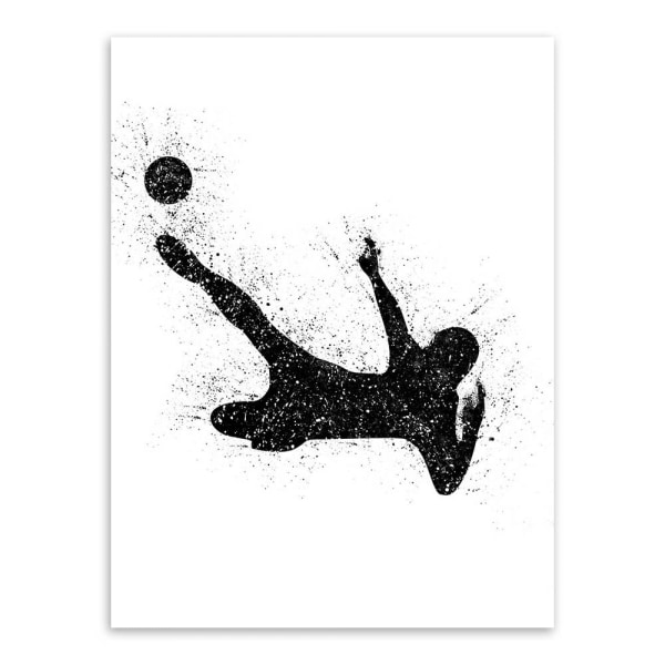 Sportsfodbold vægkunst lærredsplakat, enkel mode sort og hvid kunst