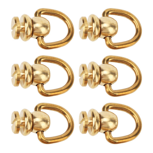 12 sett D-ring nagleskrue gull messing metallbelegg D-ring nagler for DIY skinn lommebok stropp sko dekorasjon L