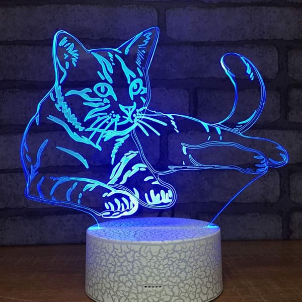 Abstrakt 3D Blomst Optisk Illusjon Nattlys 7 Farger C