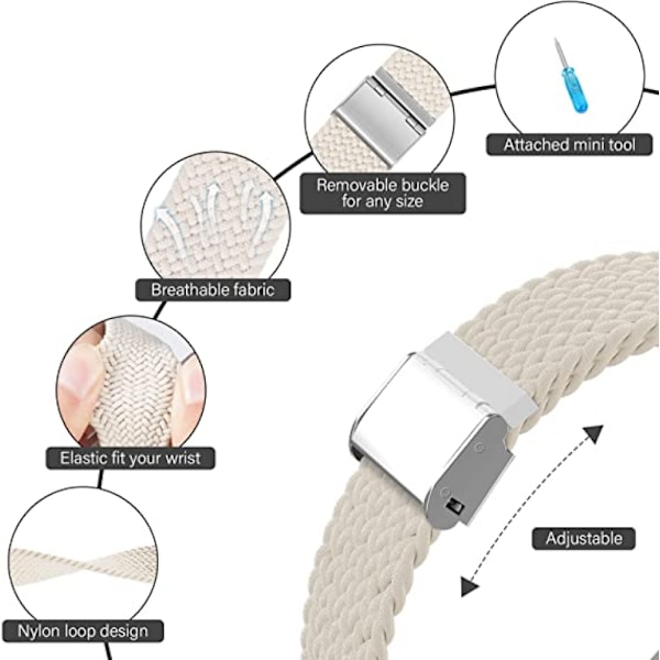 Stretchigt Flätat Loop-Armband för Apple Watch 38mm 40mm 41mm Kvinnor/Män, Solace Elastics Stretch Nylon Sportarmband för iWatch-band serie 7