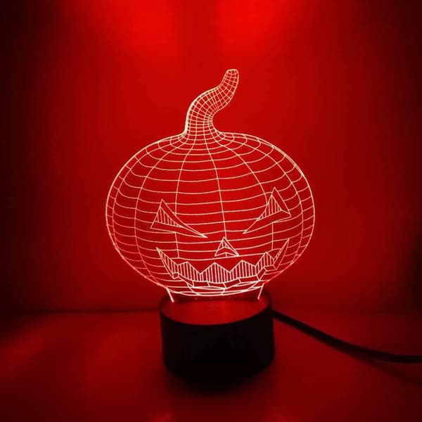 3D Halloween Græskar Natlampe LED Illusionslampe Sengelampe D