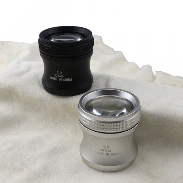 Kompakt 20x forstørrelsesglas Aluminiumlegering Cylinder Magnifi