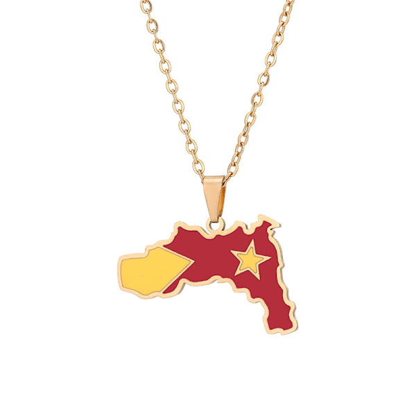Dam Vintage Karta Halsband, Rostfritt Stål Etiopien Tigray