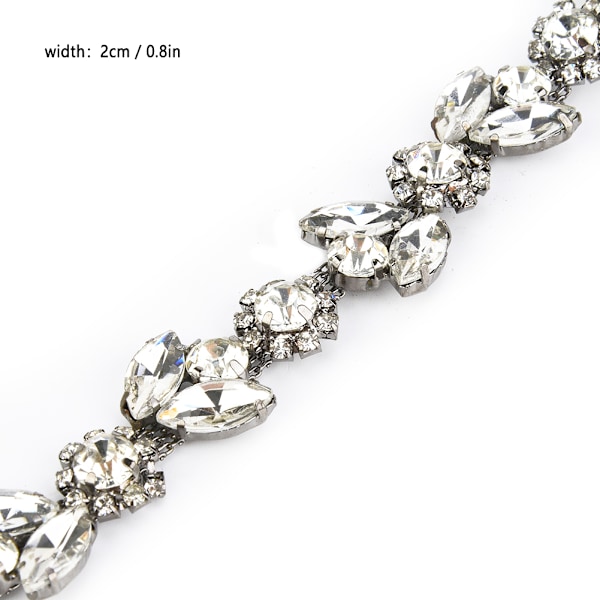 1 Yard Rhinestones Band Kristall Glas Borr Kedja Trim DIY Dekor Kläder Tillbehör (#1)