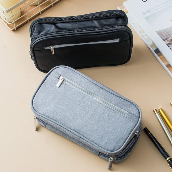 Stor Kapasitet Canvas Penal 3 Rom Bag Multifunksjonell Gray