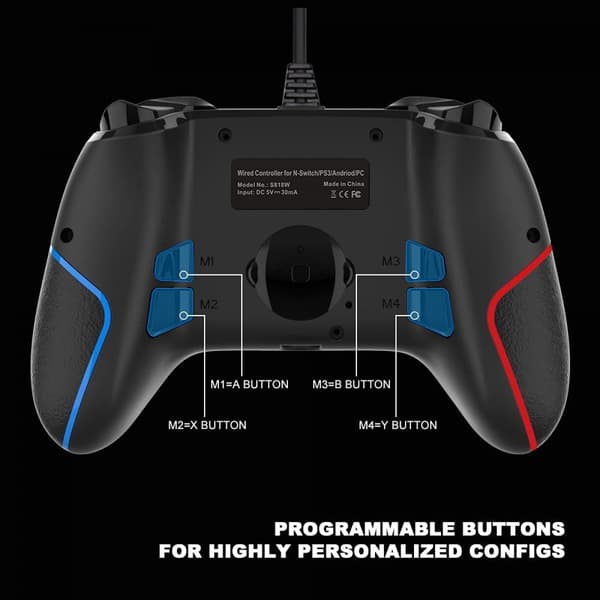 USB Kablet Gamepad Spilcontroller Ergonomisk Joystick med Du A