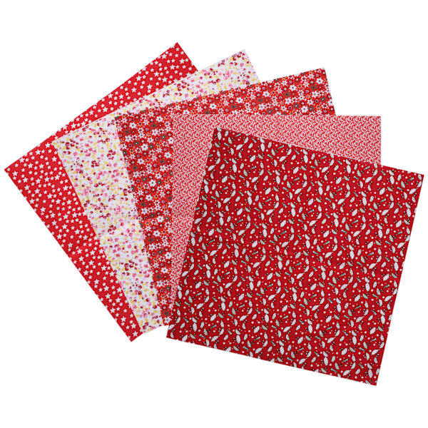 2 Set Bomullstyg Slättväv Trycktyg DIY Sömnad Quiltning PatchWork 5 Färger 50x50cm (Röd)