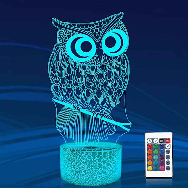 Pöllö 3D Illuusiolamppu, Attivolife Lintuyövalo Kaukosäätimellä