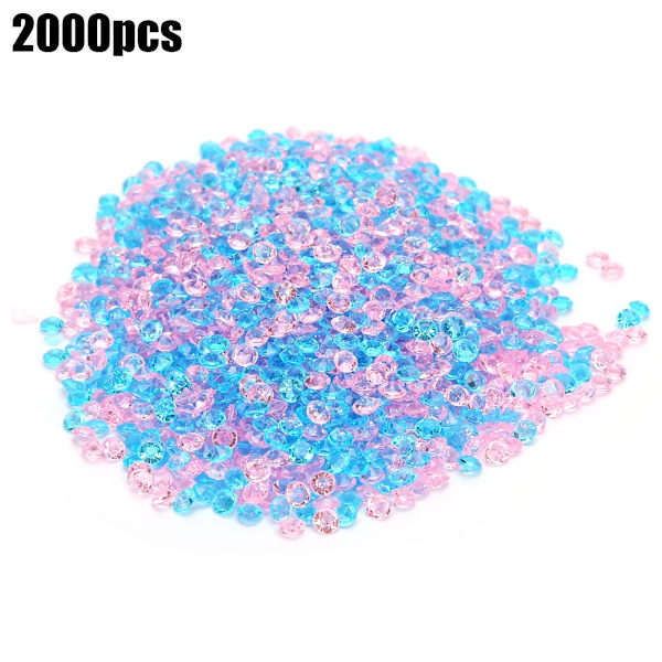 2000 st Akryl Diamant Rosa Blå Bröllop Födelsedag Bordsdekoration Diamant Konfetti