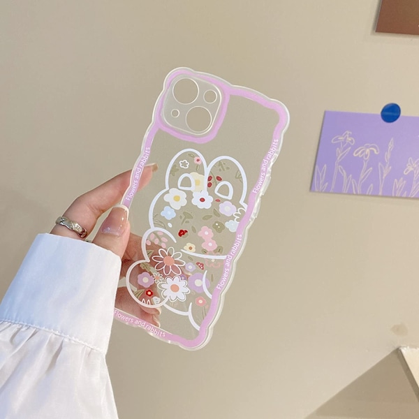 Kompatibel med iPhone 11 Skal Transparent Söt Blommig Kanin