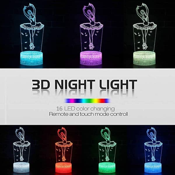 Ballett Ballerina 3D LED Optisk Illusjon Dekorasjon Bord La