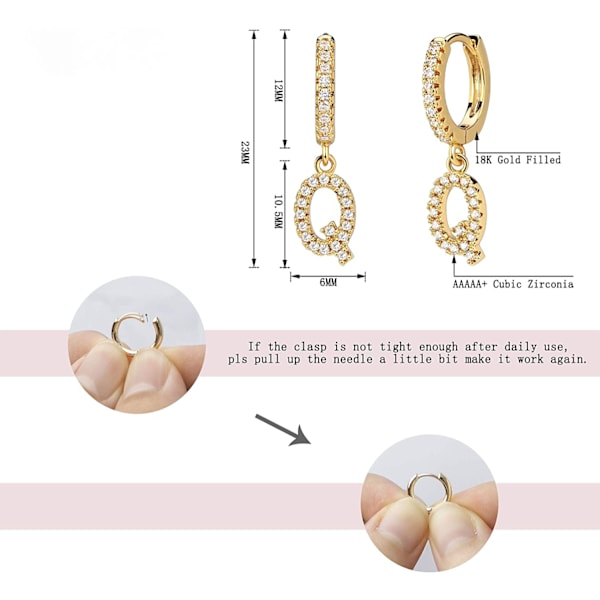 AVEKI 18K Delikat förgylld Pave Cubic Zirconia Brev Charm