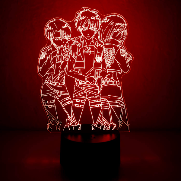 3D Illusion Attack On Titan Natlys, Bordlampe USB-drevet 7 Farver LED Natlys med Smart Touch Ideel til Japansk Anime Børn Fans Gave Roo