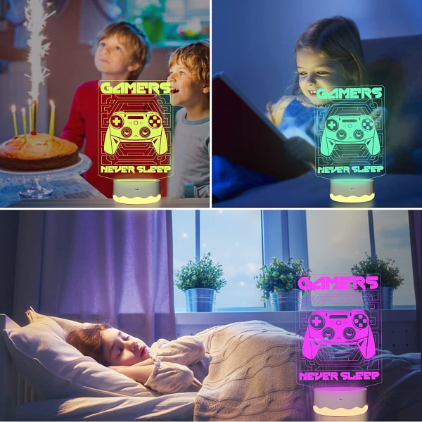 Spil 3D Natlampe, Attivolife Gamepad Illusion Hologram Lampe