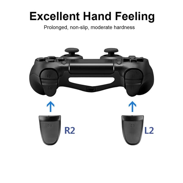 L2 R2 Controller Extenders Knapper Utvidelse Trigger Myk Berøring Utvidet Grep for PS4 (Svart)