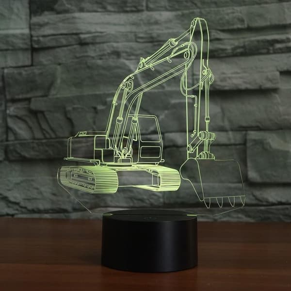 3D Optisk Illusjon Gravemaskin Fargerik Lyseffekt Berøring