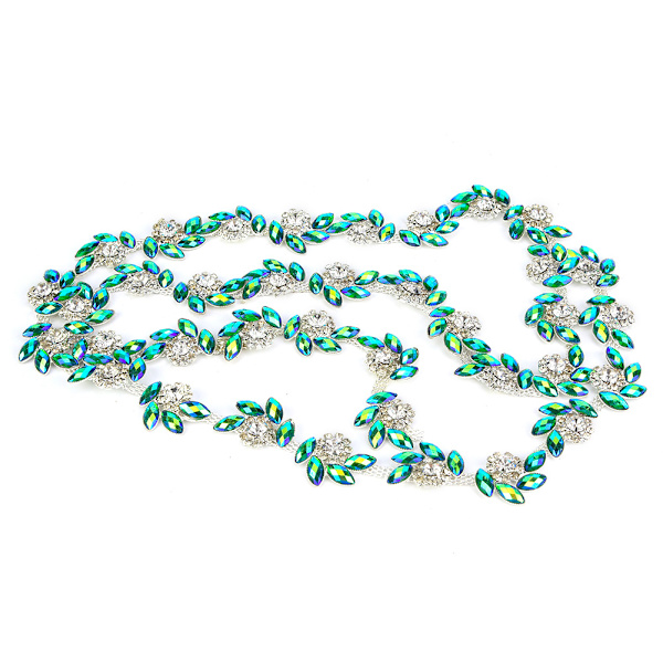 DIY sytillbehör Marquise strass trimningsband klokedja kläder applikationer (grön)