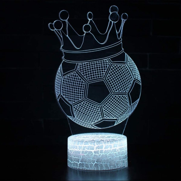 Natlampe Visuel Nyhed Berøringsknap 3D Led Bordlampe Nyhed USB Krone Fodbold Form Natlampe Børnebelysning Sovegaver