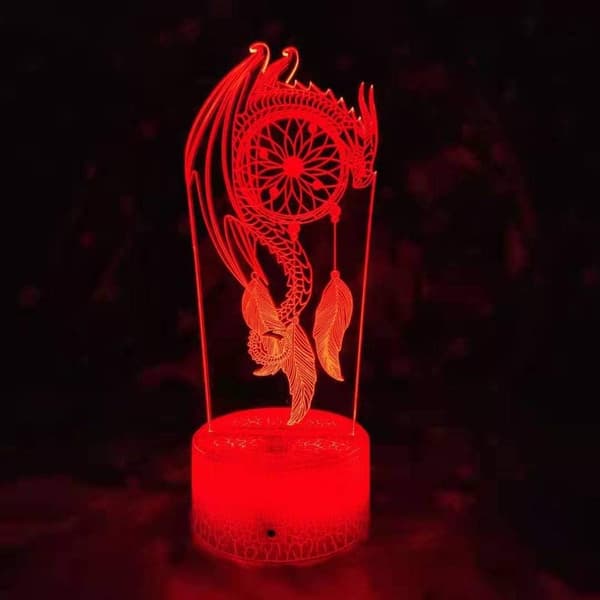 3D Vindklokke Drømmefanger Nattlys Lampe Illusjon Led 7 Co