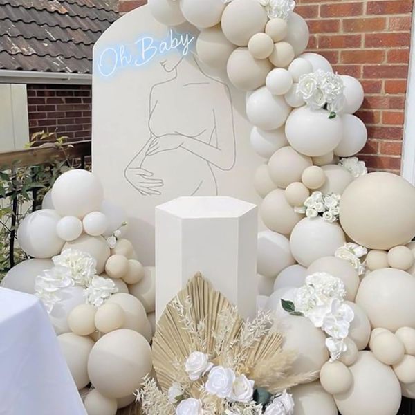 129 stk. Elfenbenshvide balloner i forskellige størrelser 18 12 10 5 tommer Latex ballonbue til festdekoration Fødselsdag Køn afsløring Bryllup Jubilæum Ivory White