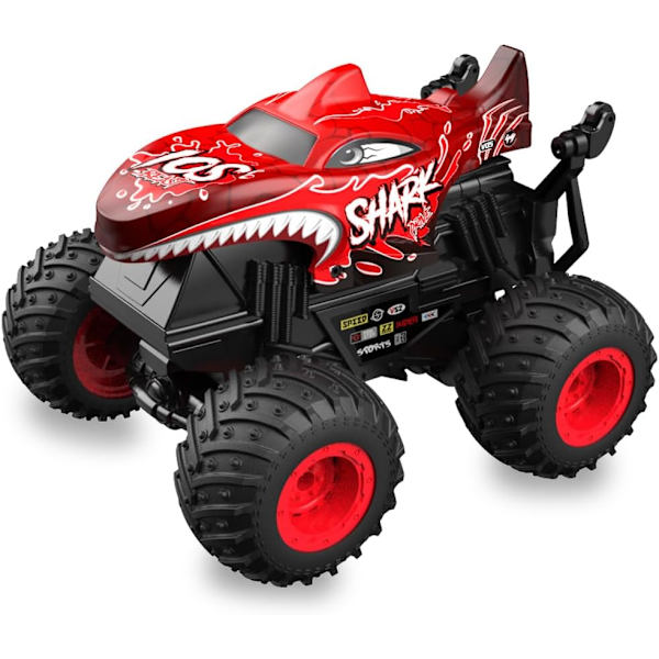 Kauko-ohjattava auto, 2,4 GHz:n kauko-ohjattava monster truck, RC-autot 2 akkua 60 minuuttia+, RC-temppuautot lelut valolla ja äänellä, sisä- ja ulkokäyttöön lapsille ja aikuisille Red