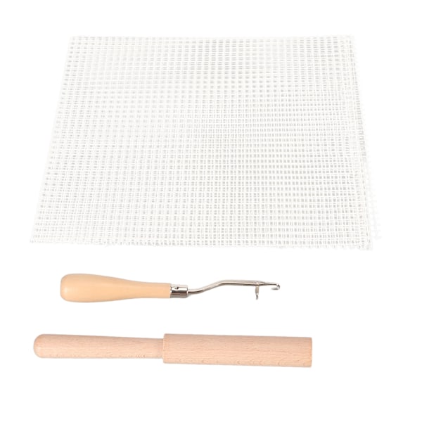 Latch Hook Tool Kit Blank Rug Hooking Mesh Canvas Træhåndtag Hæklekrog til Tæppe Gobelin