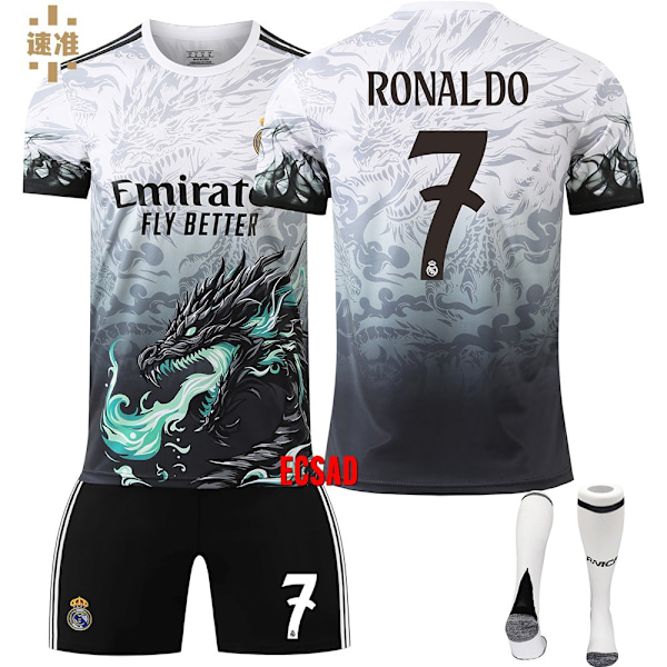 24/25 Fodbolddragt til Børn Træningsdragt Fodbolddragt til Drenge, Real Madrid NO.7 RONALDO Fodboldholdstrøje Træningsdragt Skjorter Shorts a 16