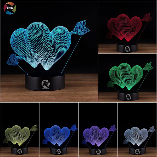 3D Optisk Illusions Natlampe - 7 LED Farveskiftende Lampe