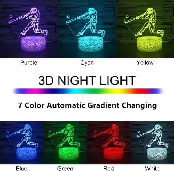 7 Farver 3D Illusionslampe Auto Gradvis Skiftende 3D Natlampe