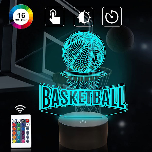 Basketball 3D Illusion Lampe, Attivolife Fjernbetjening med 16 Farveskift
