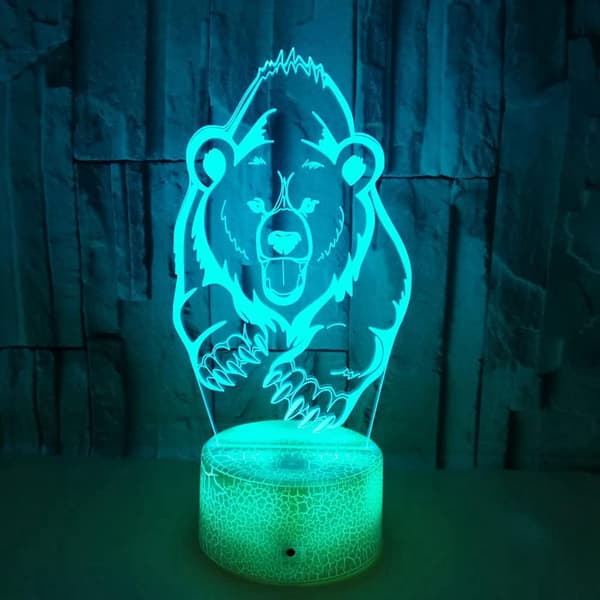 Bjørn Dyr Legetøj 3D Illusion Natlampe Smart Touch Lampe, C