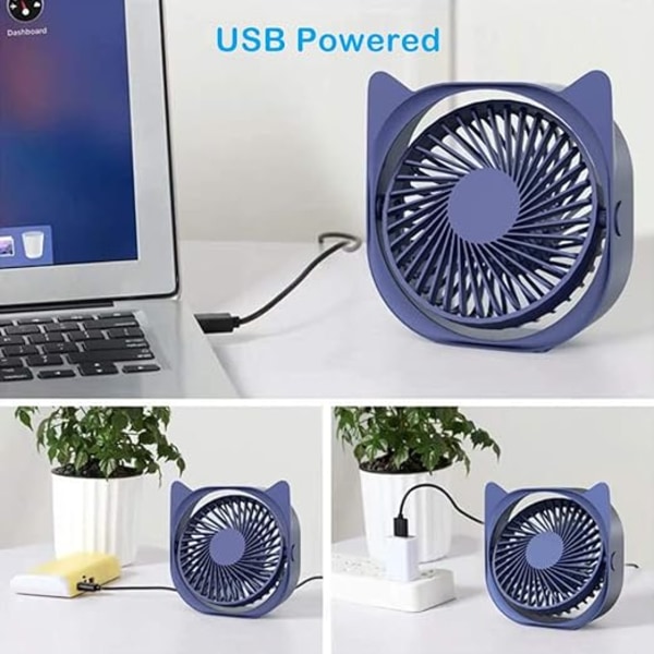 USB Pöytätuuletin Pieni Hiljainen - Mini Söpö Pöytätuuletin USB Virtalähteellä 3 Tuulennopeutta Henkilökohtainen Pöytätuuletin Kotiin Makuuhuoneeseen Toimistoon Työhön