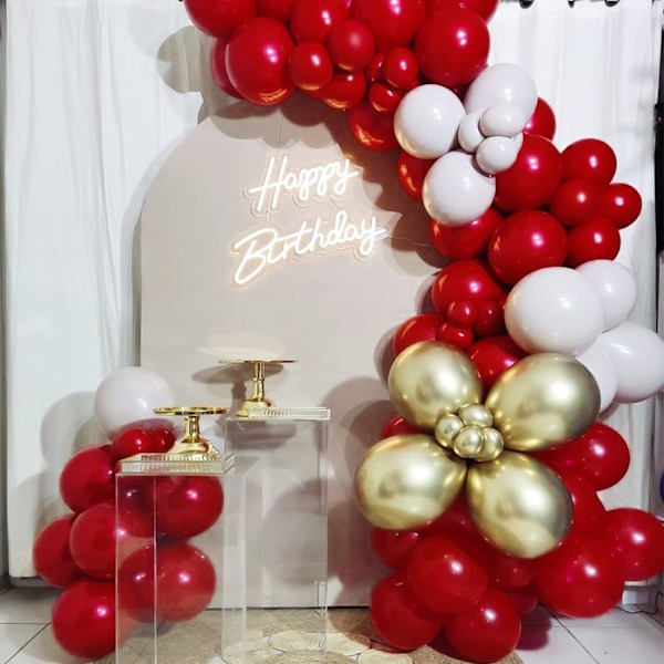 129 st Ruby Red Ballonger Olika Storlekar 18 12 10 5 Tum för Girlangbåge, Premium Röda Latexballonger för Födelsedag Bröllop Alla Hjärtans Dag Jul Ruby Red