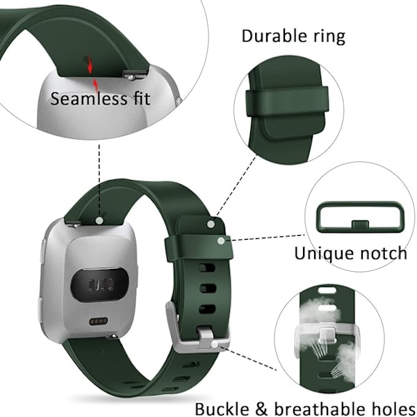 Älykellon ranneke sopii Fitbit versa älykellolle, versa 2 ja versa Lite se -kelloille naisille ja miehille (Oliivi-S)
