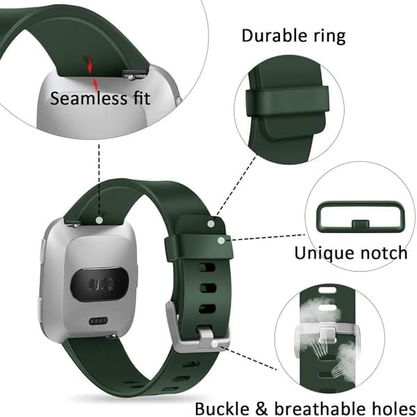 Smartwatch-rem til Fitbit Versa Smartwatch, Versa 2 og Versa Lite SE ure til kvinder og mænd (Oliven-S)