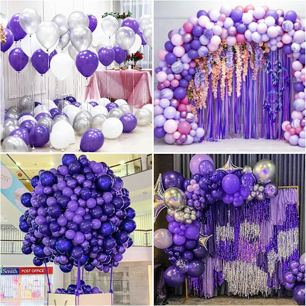 129 kpl violetteja ilmapalloja eri kokoja 18 12 10 5 tuumaa kaarikoristeisiin Ensiluokkaiset violetit lateksipallon naamiaisjuhlien koristeisiin syntymäpäivä vuosipäivä Purple