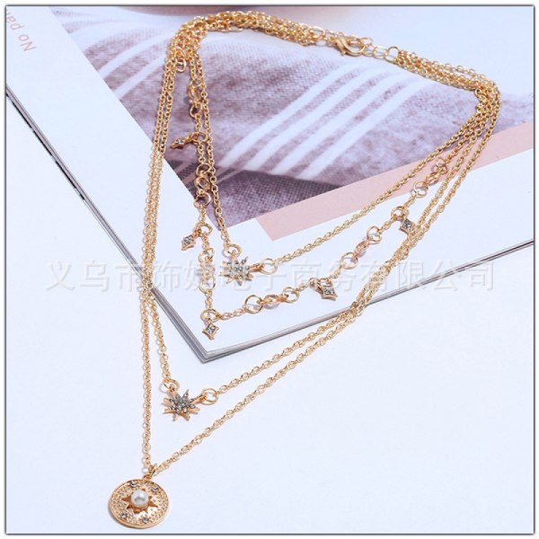 Victray Boho Star Necklace Coin Neck Chain Choker Pendant N
