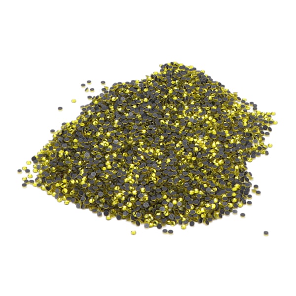 14400 st Flat Back Rhinestones Bländande Färgglada DIY Robusta Regnbågsfärgade Rhinestones Runda Pärlor för Manikyr Makeup Citron Gult