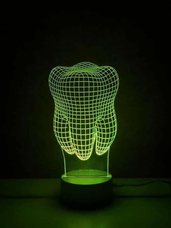 Tann 3D Illusjon Nattlys Akryllys 3D Kunst Tann LE