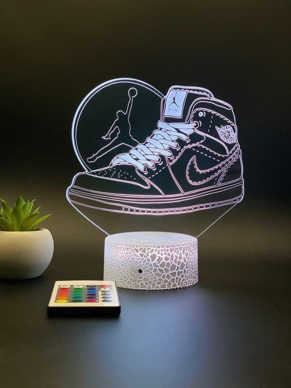 Sko Størrelse 10 lampe 3D Illusjon Nattlys, Fjernkontroll