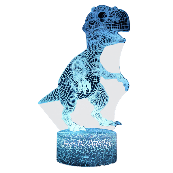 Dinosaurie Serie Färgglad 3D Nattlampa LED Touch 16 Färger Fjärrkontroll Bordslampa Julgåva Svart Bas