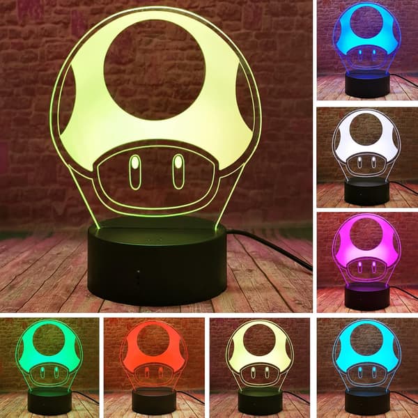 Söt Super Game Toad 1 Up Mushroom Bordslampa - Smart 7 Colo